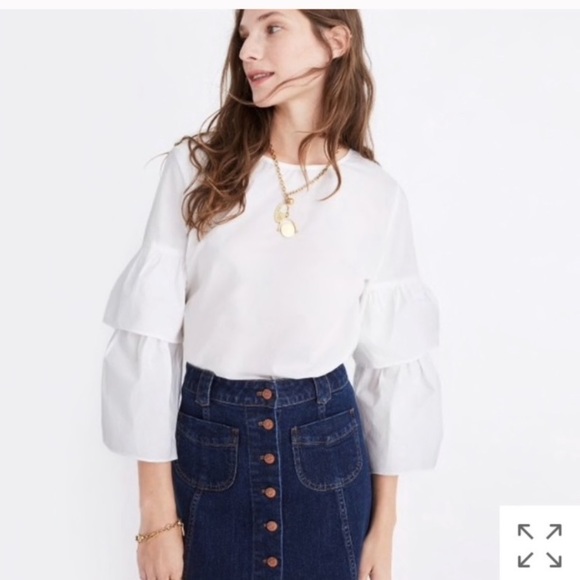 Madewell Tops - MADEWELL Tiered-Sleeve Top Blouse in White XS & S
